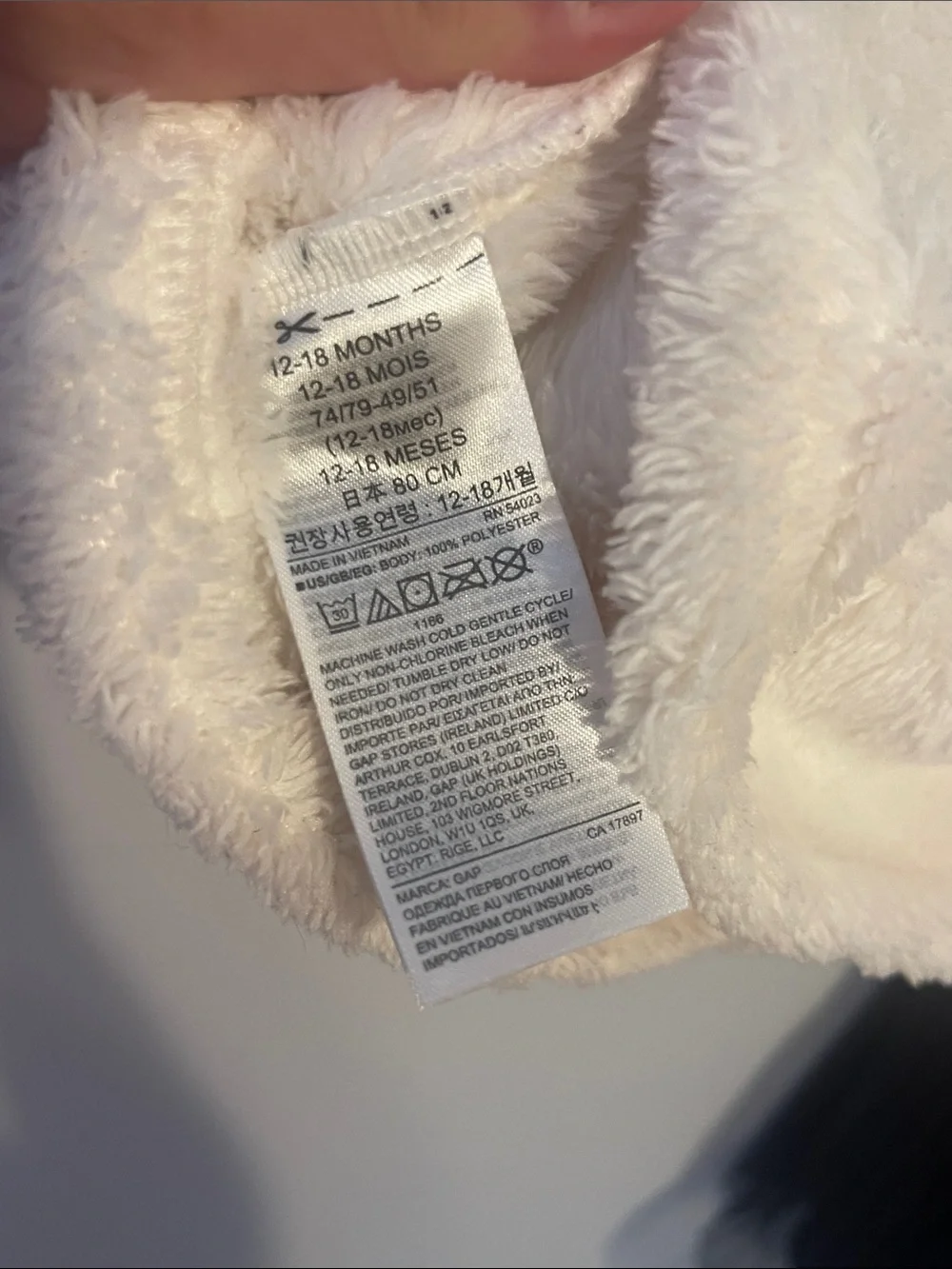 GAP Cream Plush Teddy Half-Zip Hoodie
